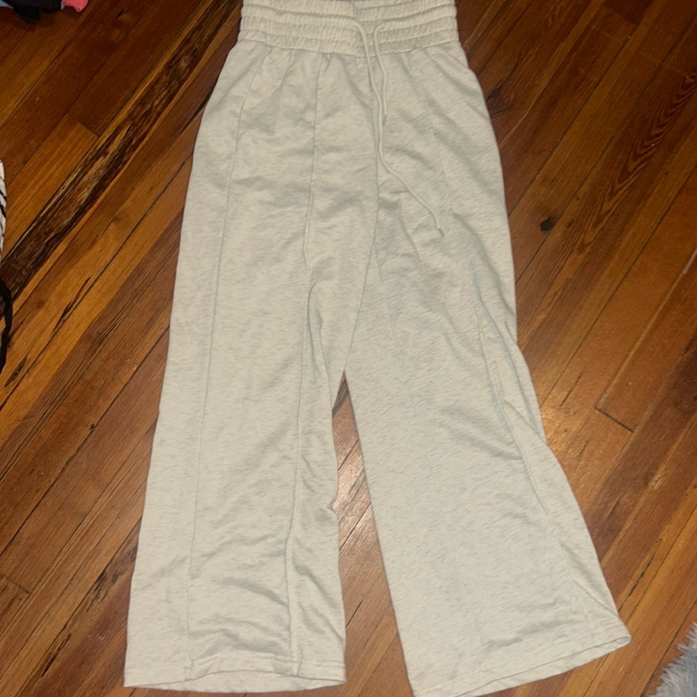 Beige wide leg sweats